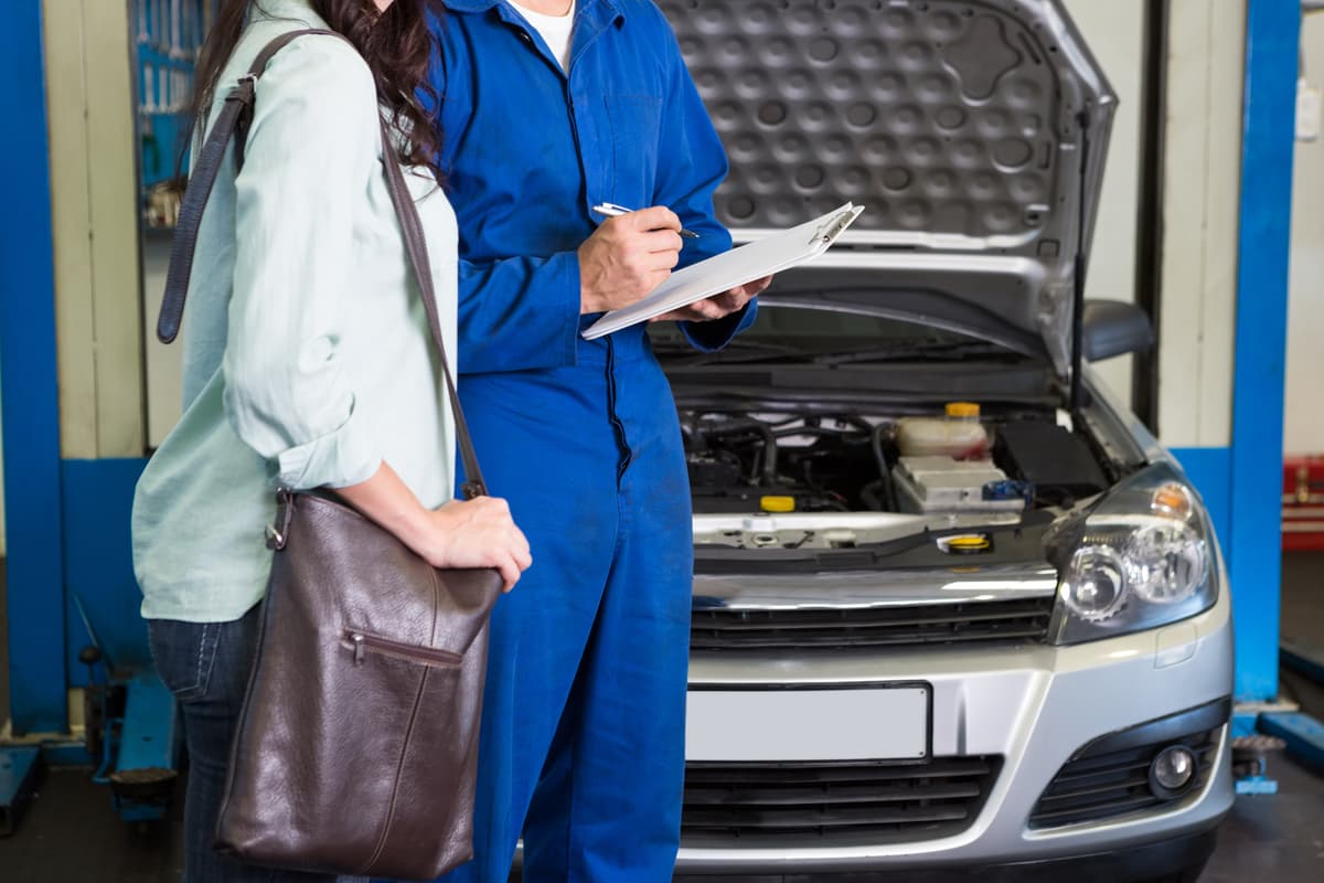 Mechanic working on a car
